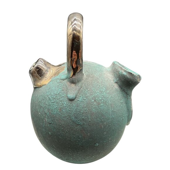 Unique Handcrafted Ceramic & Metal Gargoulette Teapot Mid East Egyptian Style - Picture 3 of 5